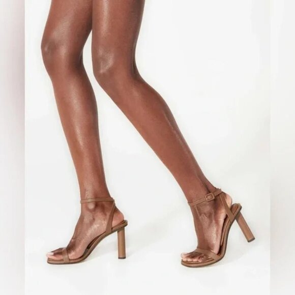 Tamara Mellon Sienna Brown Pillow-Top Solar 100 Nappa Leather Heeled Sandals - Picture 3 of 11